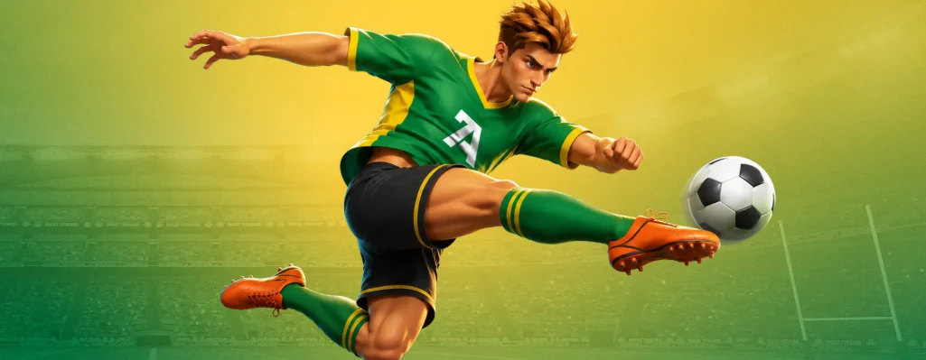 Footballer striking a ball
